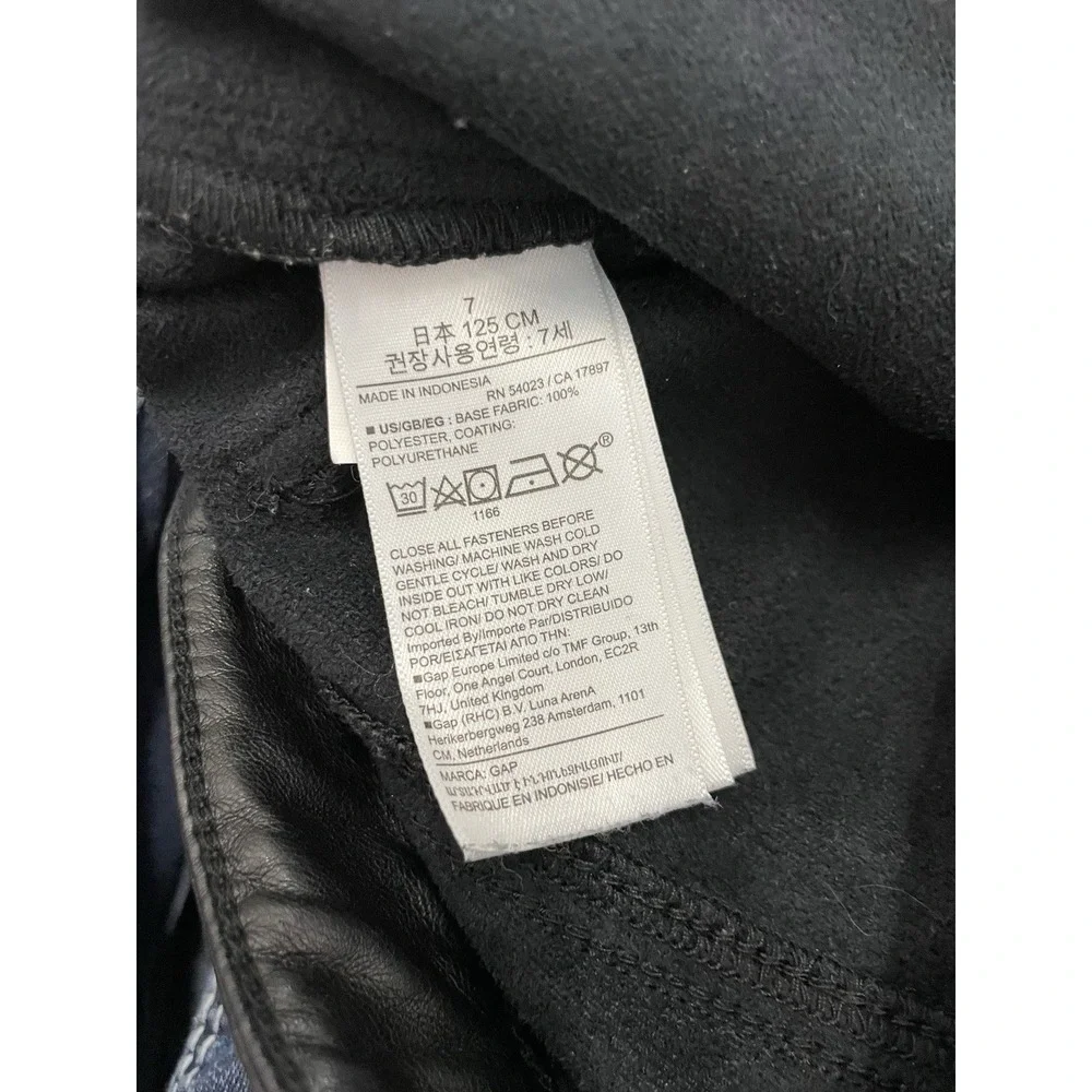 Gap Kids Girls Black Faux Leather A-Line Skirt Pockets Size 7